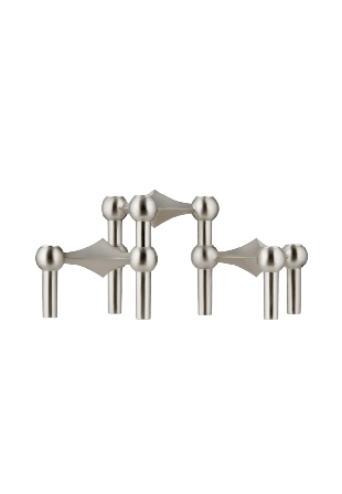 STOFF Nagel Candle holder brushed chrome 3-p Ljuslyktor & ljushållare Silver h: 6,9 d: 10,2 cms