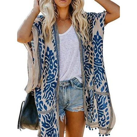 Ærmeløs Strand Bikini Cover Up til Kvinder Gennemsnitsstørrelse Blå til Forår og Sommer