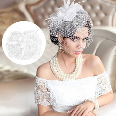 (Hvit) Dame bryllupshatt, seremoniell hatt, dame bryllupsbonnet.