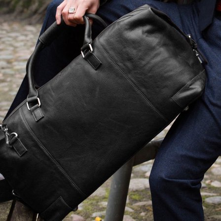 Bolsa de fin de semana negra California para hombres - Bolsos de cuero