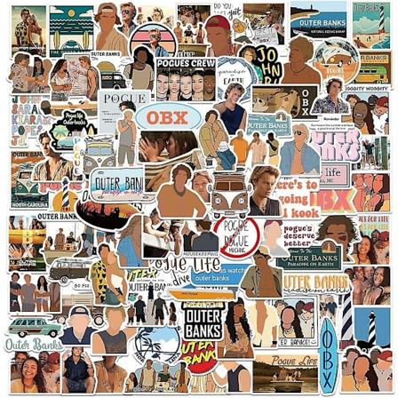 100 stk Outerbanks Obx Pogue Life Vanntette Klistremerker Dekaler For Laptop, Skrapbøker, Vannflasker, Skateboards, John B Jj Klistremerker Gave
