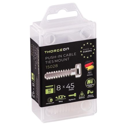 ThorgeOn Stripsfeste for mur ø8mm 10stk hvit