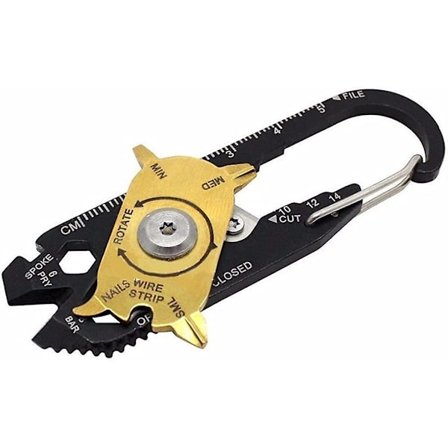 20 i 1 Svart och Guld Multifunktionsverktyg Nyckelring