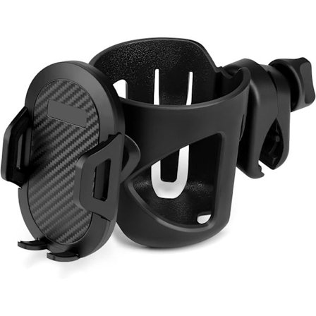 Yleismaailmallinen kupinpidike puhelimenpidikkeellä/telineellä, 2-in-1 rattaat