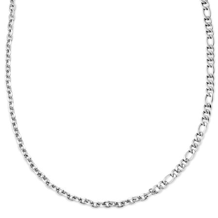New Classics | 6mm Silver‐Tone Stainless Steel Dual‐Link Anchor & Figaro Chain Necklace for Men - Chain necklaces