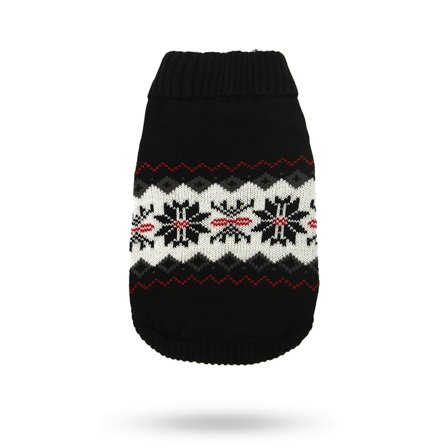 Urban Pup - Black Snowflake - Stickad hundtröja- Julkläder till hund