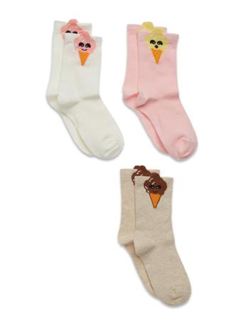 Sock 3P Sg Pattern With Icecre Pink Lindex