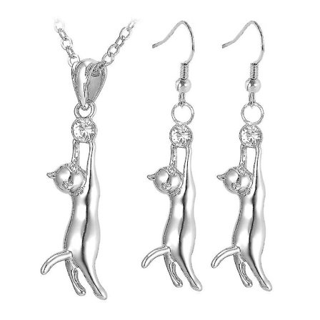 Halsband med kattformade örhängen