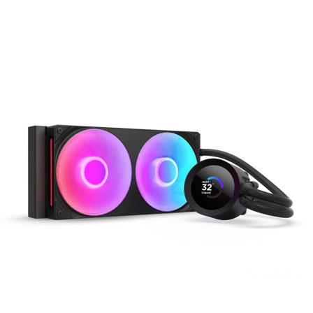 NZXT Kraken Plus 240 RGB Black 240mm AIO vannkjøling med LCD-skjerm og RGB-vifter