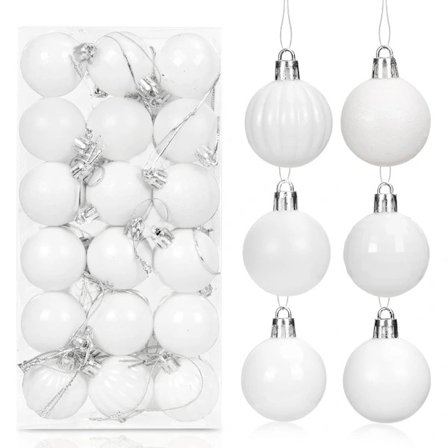 Julgranskulor Vita, 36-pack, Julgranskulor i plast 4 cm Juldekorationer Ornament Jul