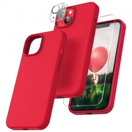 Gummibelagt stilfuldt cover 3in1 iPhone 14 - Rød