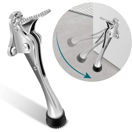 2 stk. Dørstoppere, 14 cm lang kraftig dørstopper i zinklegering, dørholder med gummispids og fjeder til udendørs terrasseport