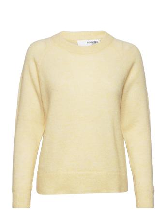 Slflulu Ls Knit O-Neck Yellow Selected Femme
