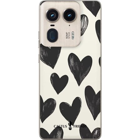 Kompatibel Mobilcover til Motorola Motorola Edge 50 Ultra Cactus and Friends - Bold Black Love Pattern