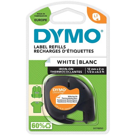 DYMO LetraTag Iron-on 12mm x 2m Black on White