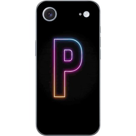 Yhteensopiva Puhelinkuori Apple Apple iPhone 17 Air Minimaalinen neonkirjain P värin asteittaisella muutoksella ja valotehosteella mustaa taustaa vas