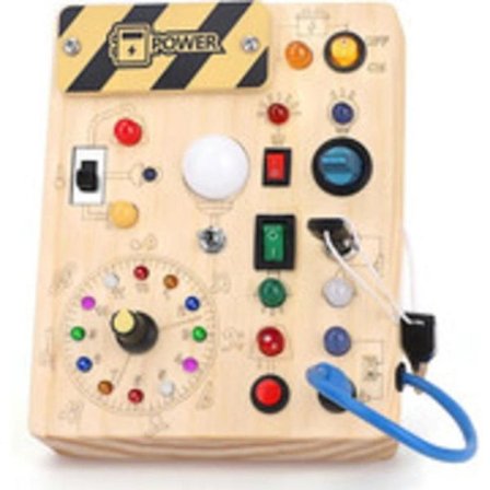 [CA] Montessori Leketøy, Aktivitetsbrett, Sensorisk Babyleke, med 10 Brytere og 23 LED-lamper, Treleke, Reise