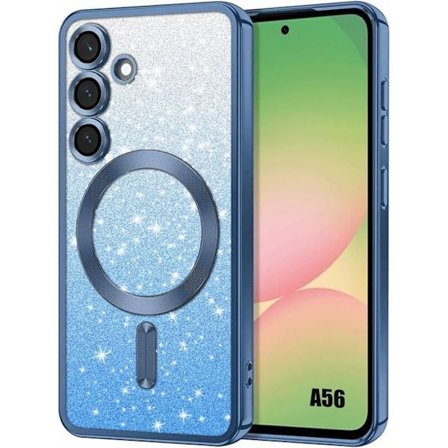 Beskyttelsesskal - BOOLING - til Samsung Galaxy A56 5G - Blødt Silikone - Magnetisk Ring - Glitrende