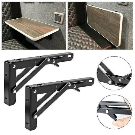 2 stk. Sort Finish Camper Van Foldebeslag Bordhylde Interiørtilbehør Til Autocamper Campingvogn Rv Camper Trailer Food Truck