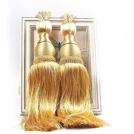 1 par tofsar gardinuppsättningar hem dekorativa fönsterdraperi kul tofsar rep upphängningar (guld)