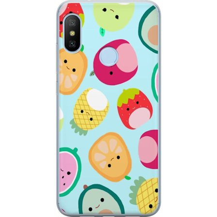 Kompatibelt Mobildeksel til Xiaomi Mi A2 Lite Mønster av kawaii-frukter som jordbær sitron ananas og avocado på lyseblå bakgrunn