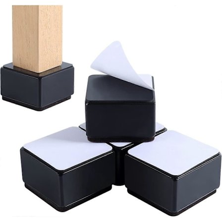 Senghevingsmøbler Hevingssett, Øker Høyden med 2 Tommer, Solide Stålstøtter 10000 Pund, Bord, Stol eller Sofaheving, Sett med 4 Møbelhevinger