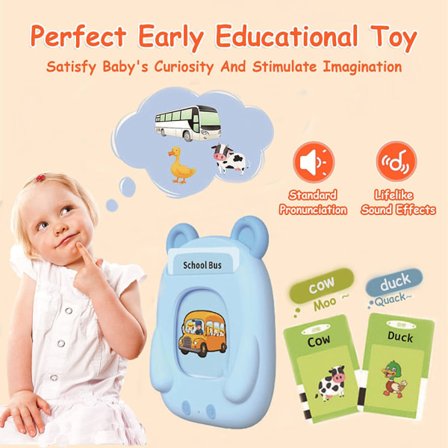 IC Tidlig Læring Legetøj 224 Ord Talende Flashkort, Blå