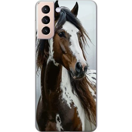 Kompatibelt Mobildeksel til Samsung Galaxy S21 Hest Dyremotiv Grafisk Design Natur Kraftig Motiv Populær Veggkunst Dyretema Ridning