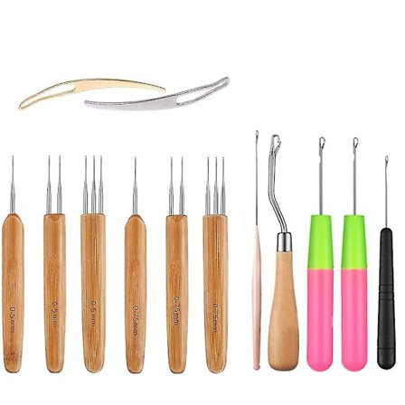 Dreadlock-heklekroker - Dread Lock-verktøysett, låsheklekrok-nålsett for flettehår, teppe M