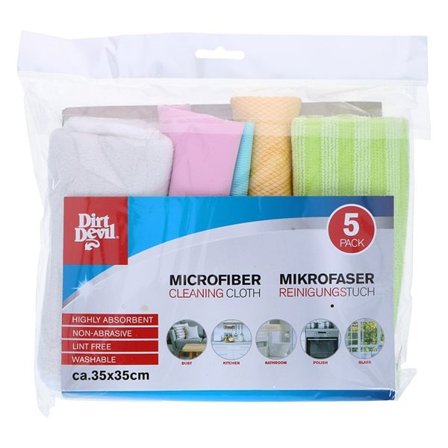 Microfiberdukar 35 x 35 cm i 5-pack – tvättbara och luddfri design