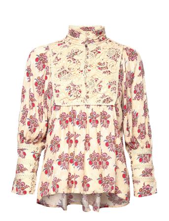 Jacquard Lace Blouse Blus Långärmad Multi/mönstrad By Ti Mo