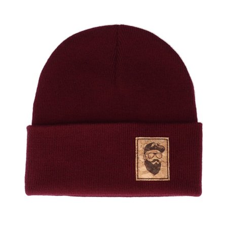 Bearded Man - Rood cuff Beanie - Cap Man Patch Burgundy Beanie @ Hatstore