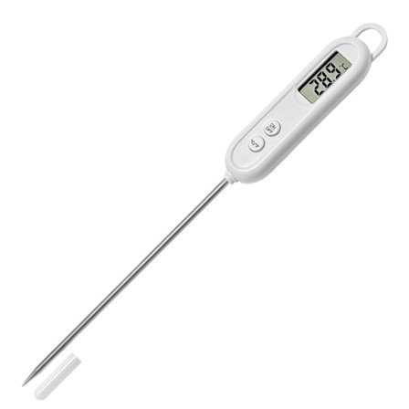 Kökstermometer, digital termometer med lång sond, mattermometer, stektermometer med LCD-skärm °F/°C-knapp, för grillning, bakverk