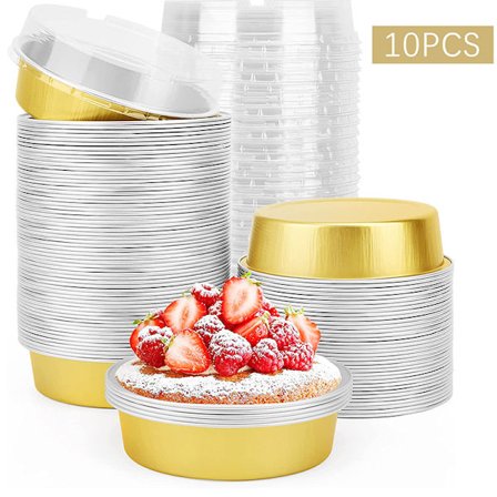 10 st 35 ml rund aluminiumfolie bakning Mini tårta Pan Baked Cup W