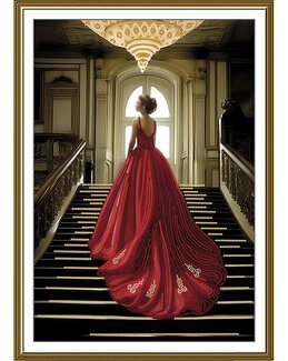 Perlebroderi Rød kjole - Nova Sloboda