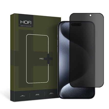 HOFI ANTI SPY GLASS PRO+ PRIVATISERENDE GLAS IPHONE 15 PRO FORTROLIGHED