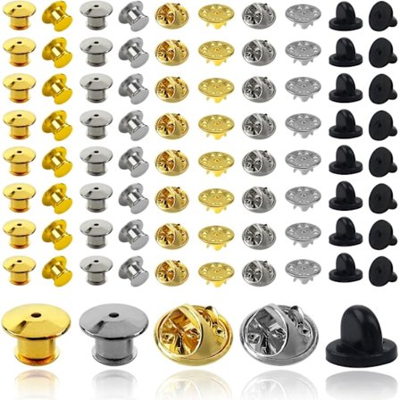 100 Nålebagstykker 3 Farver Nåleholdere Låsende Lukning Sommerfuglekobling Nålebagstykker 3 Stilarter til Broche Slips Hat Insignier