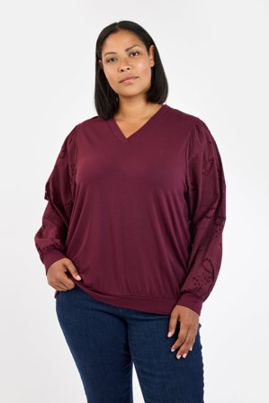 CISO - Langærmet T-shirt - Bordeaux - Broderie Anglaise