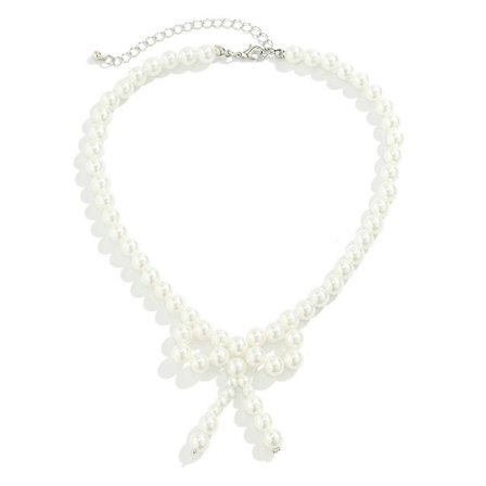 Bow Pearl Halskæde Hvide Perlehalskæder Bow Knot Choker Halskæde til Kvinder
