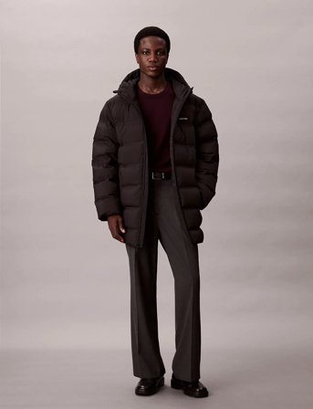 Calvin Klein Ls Bonded Chnnld Long Hooded Puf - Black - XL