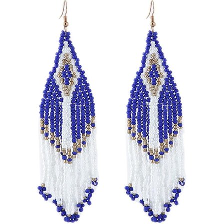 Lange øredobber med perler og dusker, bohemsk stil, retro mote smykker for kvinner.