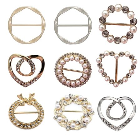 Silk Scarf Ring Clip T-Shirt Tie Wrap Holder Brooch Women Scarves Clasp Waist Buckle Fashion Metal Ring for Shirt Clothing Decor