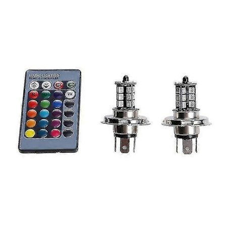 2 kpl 9006 H4 Hb4 H7 H8 H9 H11 Universaali Auto Rgb Tunnelmavalaisin 5050 Led-lamput Autotarvikkeet Kaukosäätimellä-FS-