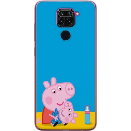 Kompatibelt Mobildeksel til Xiaomi Redmi Note 9 Peppa Pig alvet tema med krone og tryllestav på rosa bakgrunn, søt barneillustrasjon med Greta Gris