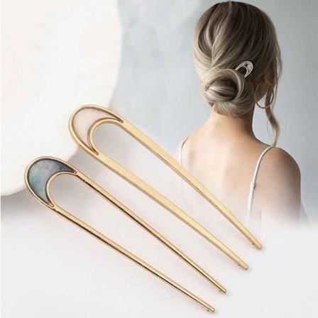 Metall U-formet hårnål, metall fransk stil hårnålar Vintage hårnål Enkelt hår pinne 2-stift Updo Chignon Pins för kvinnor Flickor Frisyr Accessoarer