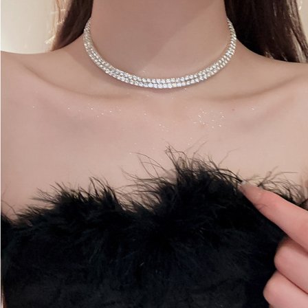 Zirkon vatten droppe choker halsband, lätt lyx, nisch high-end, krage, höst- och vinterklänning, mångsidigt temperament tillbehör