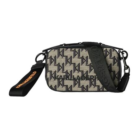 Karl Lagerfeld Crossbody Jacquard Monogram Camera beige, Herr Axelväskor, Herr, Storlek: ONE SIZE