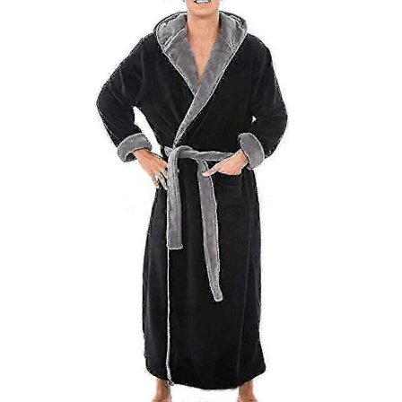 Herre Vinter Varm Hætteklædt Frakke Badekåbe Håndklæde Lang Morgenkåbe g20242611747