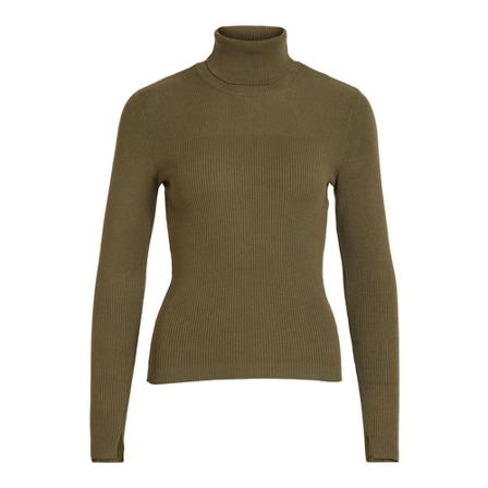 Object, RIB Highneck Pullover PB7 Groen, Dames, Maat:M