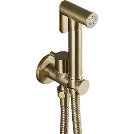 Håndholdt Bidetspray for Toalett, Børstet Gull Messing Toalett Spraysett Enkelt Kald Veggmontert (DPD)